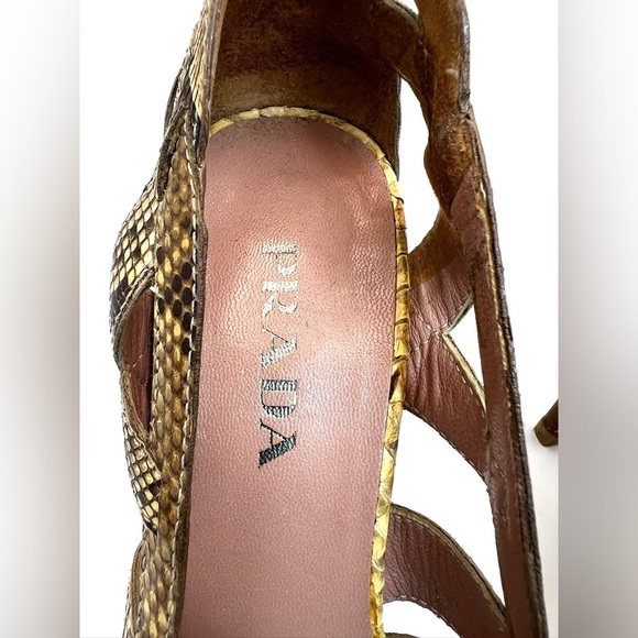 Prada Snakeskin Cage Open Toe Heels 37.5 - Picture 4 of 14